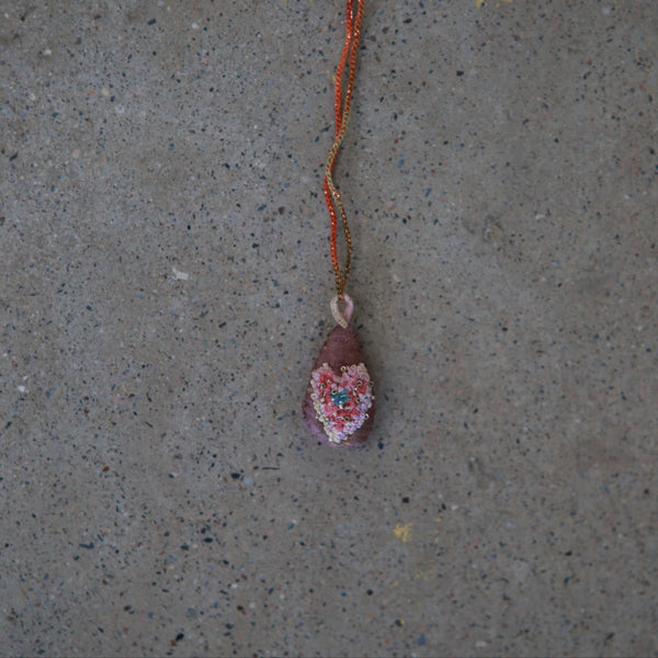 Antomoon silk necklace for women with embroidered pendant ATM-Antomoon-11-1-embroidered